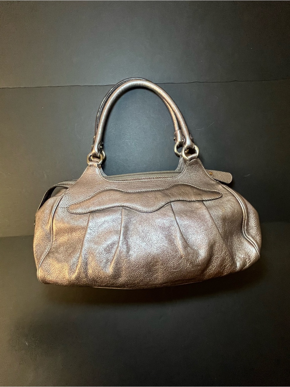 Salvatore Ferragamo Gancini Leather Bronze/gold Top-Handle Satchel - Picture 2 of 16
